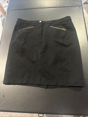 Anne Klein Black Pencil Skirt with Gold Zippers